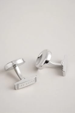 Ted Baker Curve Silver Tone Metal Circle Cufflinks -Fashion Men Shop 118165s2