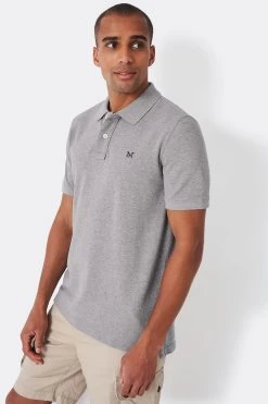 Crew Clothing Company Grey Classic Pique Polo -Fashion Men Shop 173280s