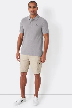 Crew Clothing Company Grey Classic Pique Polo -Fashion Men Shop 173280s3