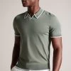 Ted Baker Green Stortfo Short Sleeved Rayon Open Neck Polo Shirt -Fashion Men Shop 175465s