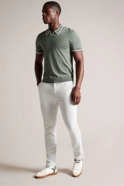 Ted Baker Green Stortfo Short Sleeved Rayon Open Neck Polo Shirt -Fashion Men Shop 175465s3