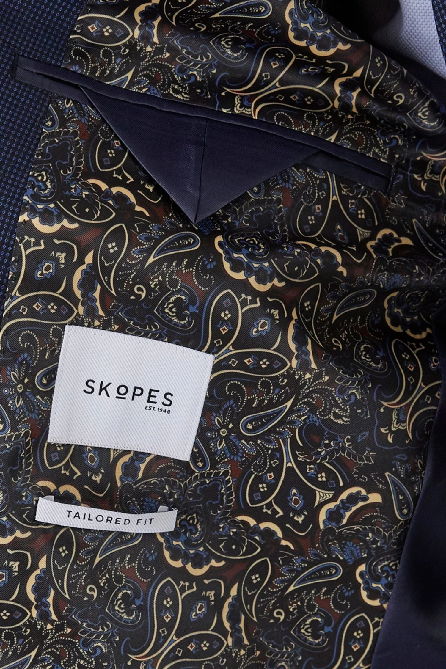 Skopes Fallon Navy Blue Tailored Fit Wool Blend Suit Jacket 7 Skopes Fallon Navy Blue Tailored Fit Wool Blend Suit Jacket - Image 5