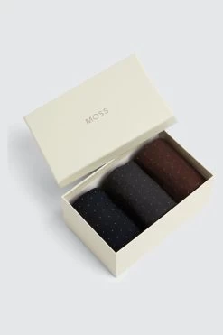 MOSS Black Pindot Socks 3 Pack -Fashion Men Shop 196394s3