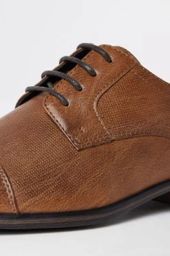 River Island Brown Emboss Toecap Derby Shoe -Fashion Men Shop 263696s4