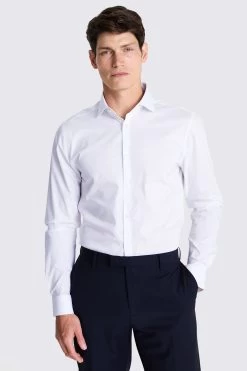 MOSS Extra Slim Fit White Single Cuff Stretch Shirt