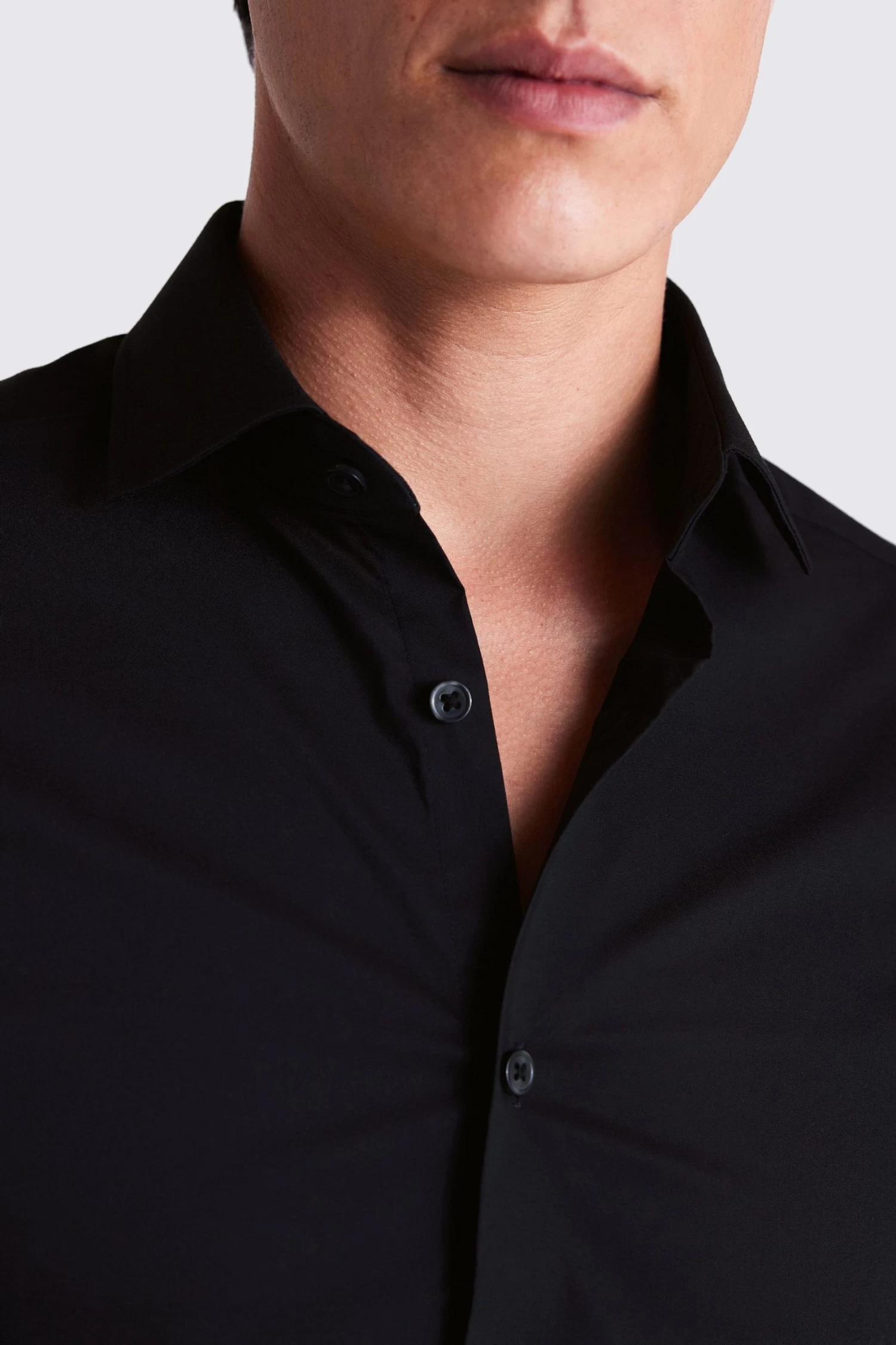 MOSS Skinny Fit Black Single Cuff Stretch Shirt 4 MOSS Skinny Fit Black Single Cuff Stretch Shirt - Image 2