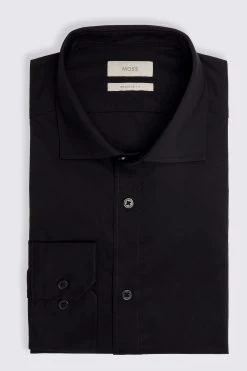 MOSS Skinny Fit Black Single Cuff Stretch Shirt 10 MOSS Skinny Fit Black Single Cuff Stretch Shirt -Fashion Men Shop 307812s4
