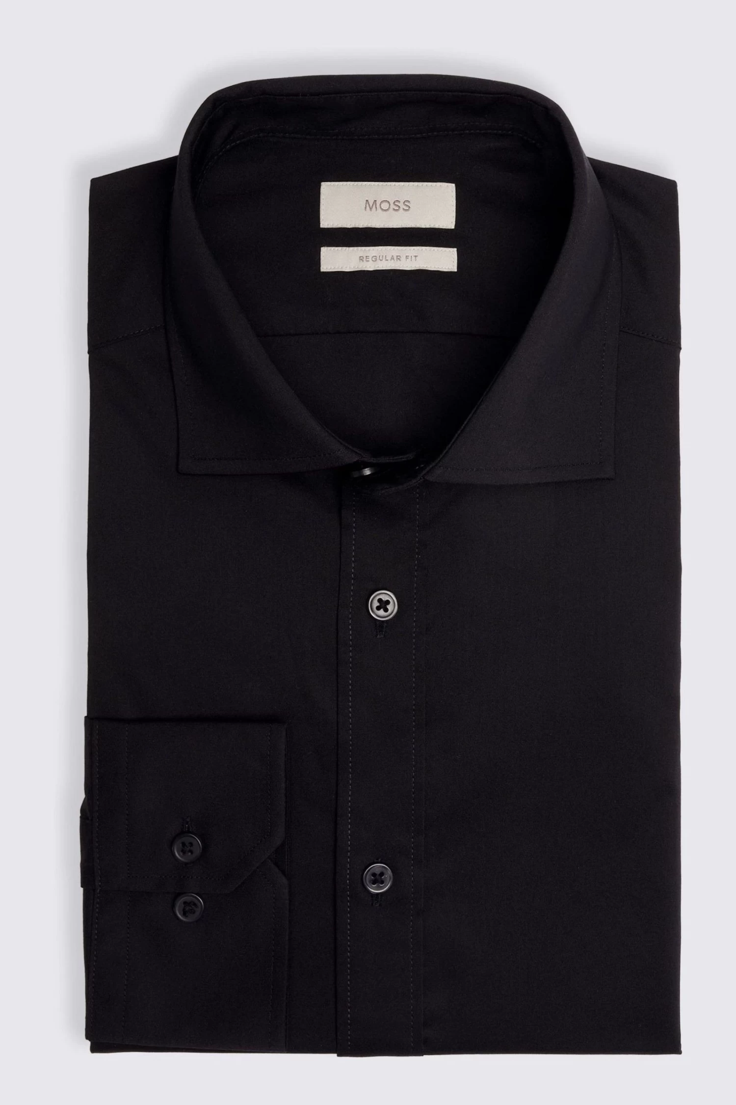 MOSS Skinny Fit Black Single Cuff Stretch Shirt 6 MOSS Skinny Fit Black Single Cuff Stretch Shirt - Image 4