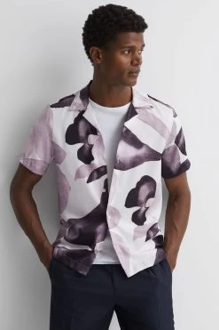 Reiss Howe Cuban Collar Button Through Shirt