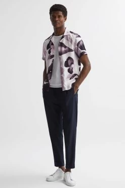 Reiss Howe Cuban Collar Button Through Shirt -Fashion Men Shop 350609s3