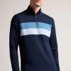 Ted Baker Navy Blue Veller Long Sleeved Slim Fit Half Zip Jumper 2 Ted Baker Navy Blue Veller Long Sleeved Slim Fit Half Zip Jumper -Fashion Men Shop 432439s