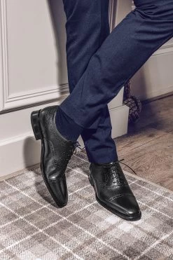 Jones Bootmaker Black Joseph Leather Oxford Men's Semi-Brogues -Fashion Men Shop 498578s6