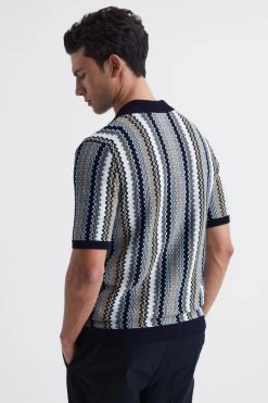 Reiss Gibbon Cuban Collar Striped Button Through Shirt 12 Reiss Gibbon Cuban Collar Striped Button Through Shirt -Fashion Men Shop 4BY870s5