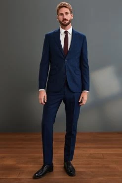 Next Blue Stripe Signature Empire Mills 100% Wool Stripe Suit: Jacket 14 Next Blue Stripe Signature Empire Mills 100% Wool Stripe Suit: Jacket -Fashion Men Shop 502 904s3