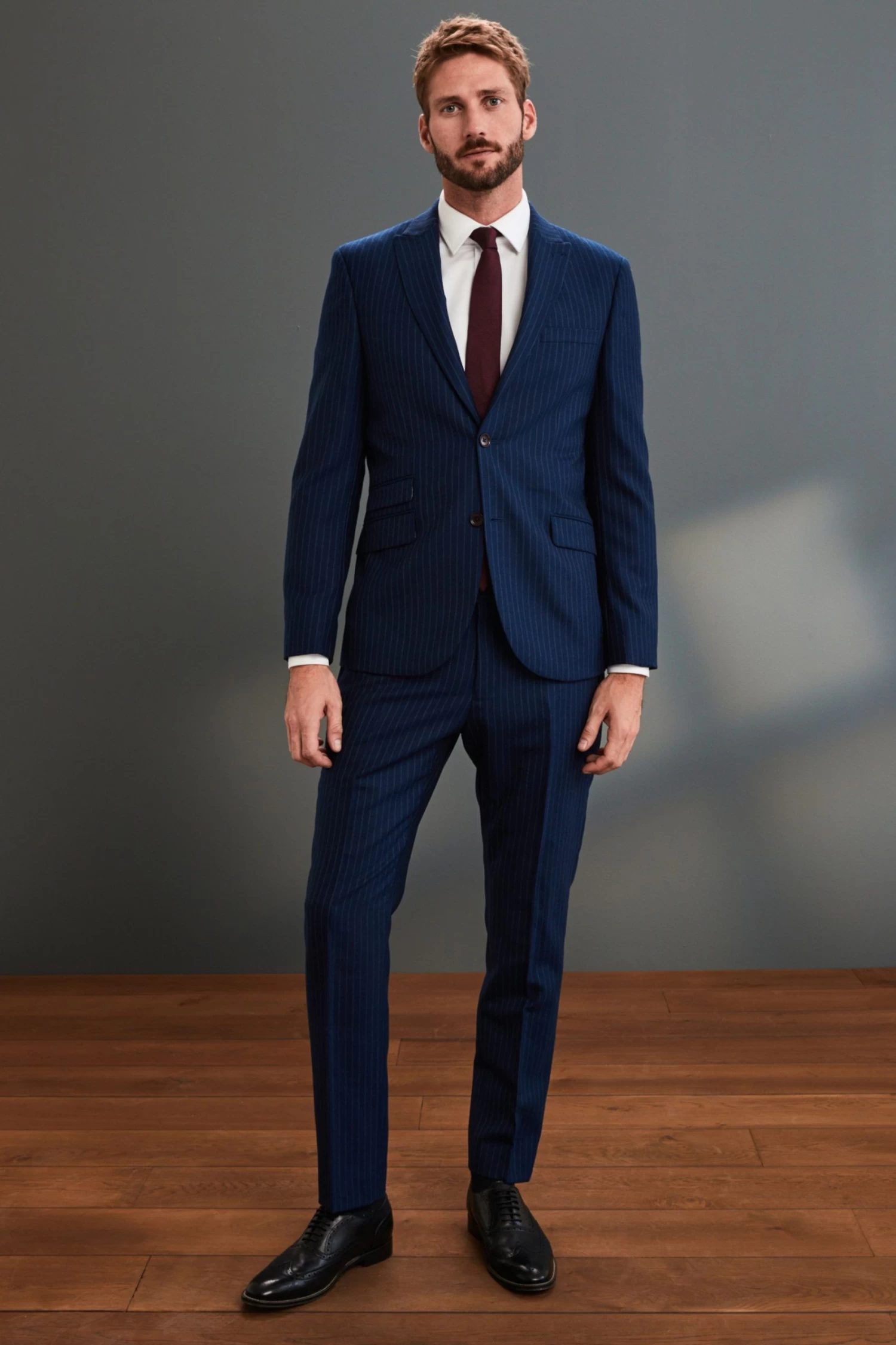 Next Blue Stripe Signature Empire Mills 100% Wool Stripe Suit: Jacket 5 Next Blue Stripe Signature Empire Mills 100% Wool Stripe Suit: Jacket - Image 3