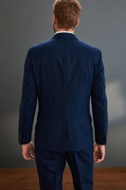 Next Blue Stripe Signature Empire Mills 100% Wool Stripe Suit: Jacket 15 Next Blue Stripe Signature Empire Mills 100% Wool Stripe Suit: Jacket -Fashion Men Shop 502 904s4