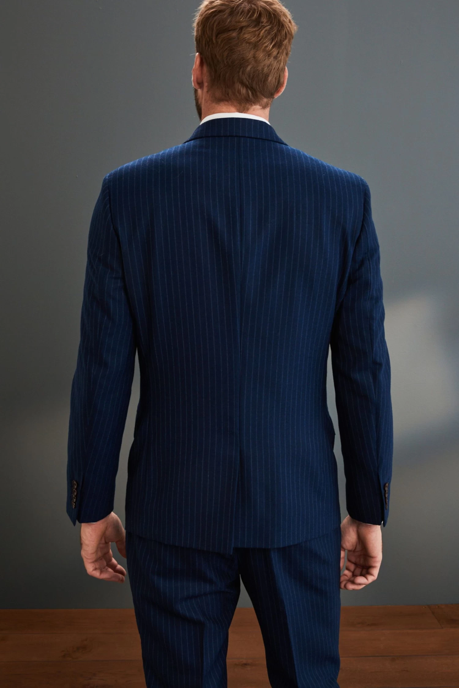 Next Blue Stripe Signature Empire Mills 100% Wool Stripe Suit: Jacket 6 Next Blue Stripe Signature Empire Mills 100% Wool Stripe Suit: Jacket - Image 4