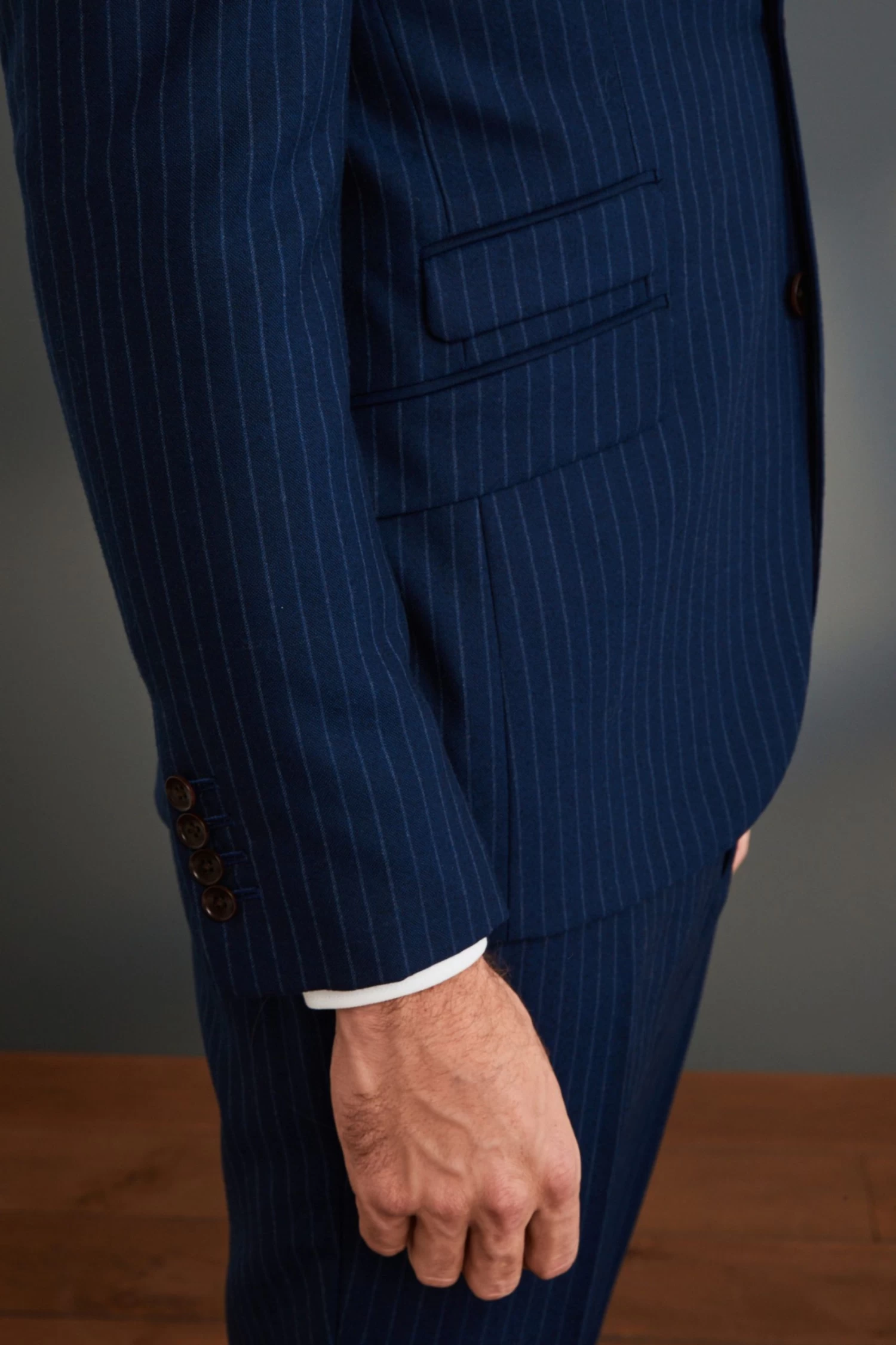 Next Blue Stripe Signature Empire Mills 100% Wool Stripe Suit: Jacket 9 Next Blue Stripe Signature Empire Mills 100% Wool Stripe Suit: Jacket - Image 7