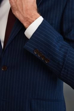 Next Blue Stripe Signature Empire Mills 100% Wool Stripe Suit: Jacket 19 Next Blue Stripe Signature Empire Mills 100% Wool Stripe Suit: Jacket -Fashion Men Shop 502 904s8