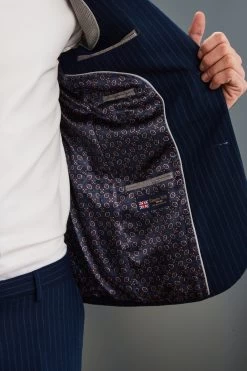 Next Blue Stripe Signature Empire Mills 100% Wool Stripe Suit: Jacket 20 Next Blue Stripe Signature Empire Mills 100% Wool Stripe Suit: Jacket -Fashion Men Shop 502 904s9