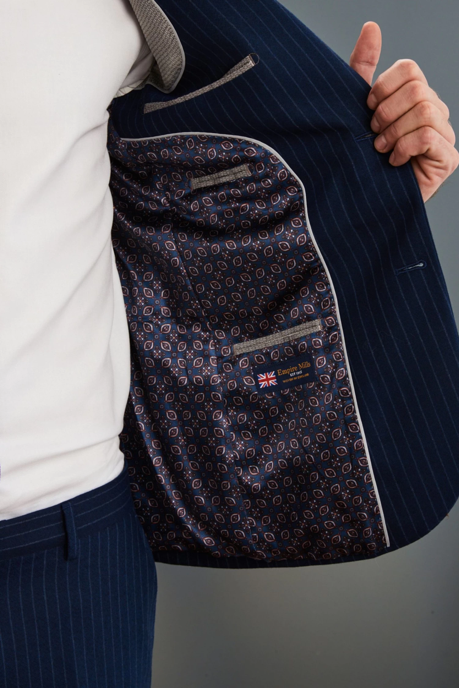 Next Blue Stripe Signature Empire Mills 100% Wool Stripe Suit: Jacket 11 Next Blue Stripe Signature Empire Mills 100% Wool Stripe Suit: Jacket - Image 9