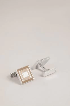 Ted Baker Silver Tone Square Metal Cufflinks