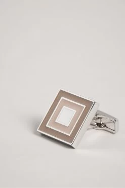 Ted Baker Silver Tone Square Metal Cufflinks -Fashion Men Shop 518766s3