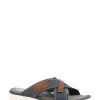 Pavers Blue Leather Slider Sandals 1 Pavers Blue Leather Slider Sandals -Fashion Men Shop 523348s