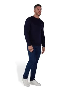 Raging Bull Blue Lightweight Crew Neck Jumper -Fashion Men Shop 583 734s3
