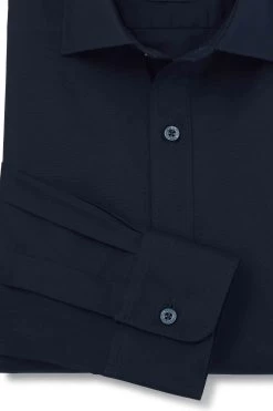 Savile Row Company Navy Blue Slim Fit Stretch Single Cuff Shirt -Fashion Men Shop 590802s5