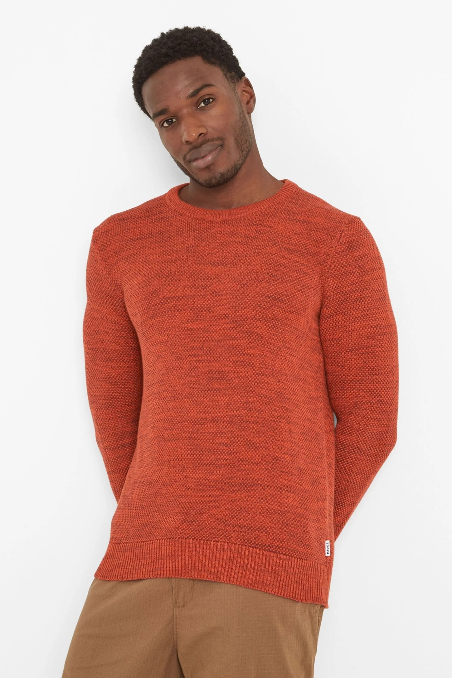Tog 24 Mens Orange Borom Crew Neck Jumper 3 Tog 24 Mens Orange Borom Crew Neck Jumper