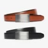Next Black/Tan Brown Signature Reversible Italian Leather Plaque Belt -Fashion Men Shop 616 294s