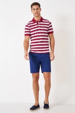 Crew Clothing Company Bright Pink Stripe Cotton Classic Polo Shirt