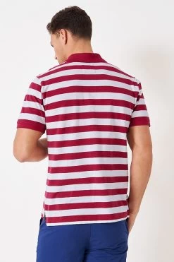 Crew Clothing Company Bright Pink Stripe Cotton Classic Polo Shirt -Fashion Men Shop 633 371s3