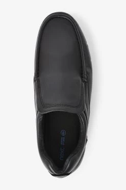 Next Black Wide Fit Slip-On Apron Shoes -Fashion Men Shop 634299s3