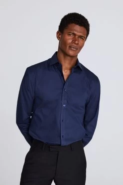 MOSS Regular Fit Blue Stretch Shirt