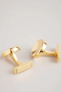 Ted Baker Gold Tone Curve Metal Circle Cufflink -Fashion Men Shop 679519s3
