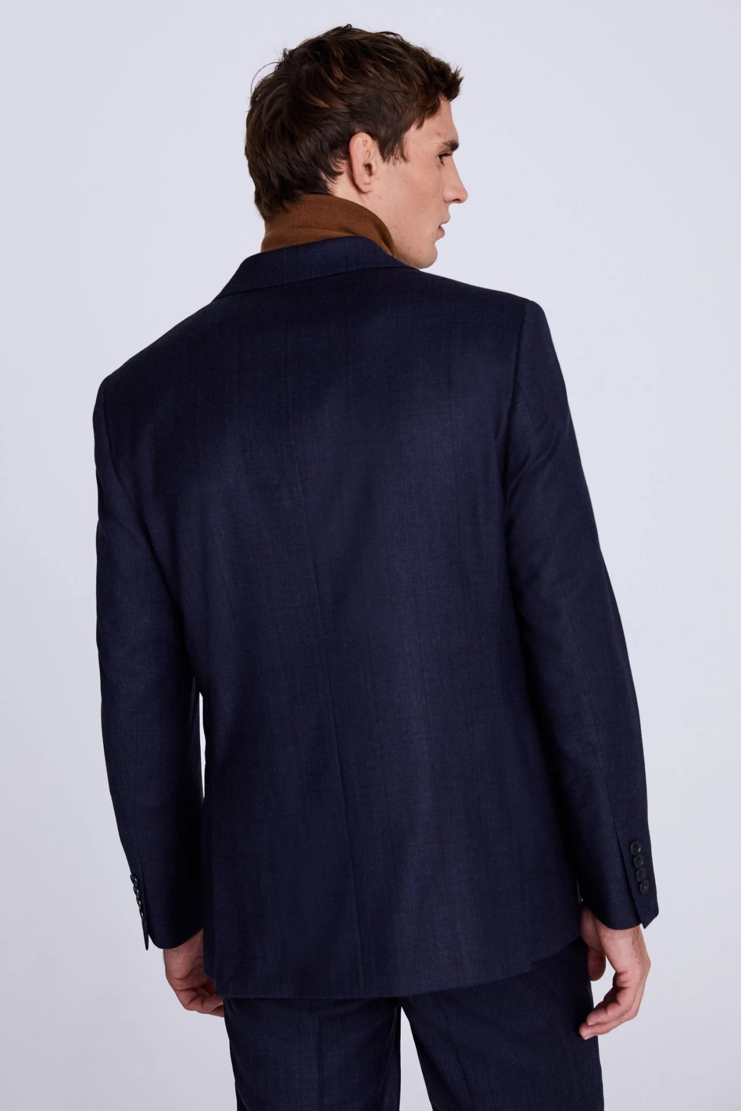 MOSS Regular Fit Navy Blue Check Jacket 4 MOSS Regular Fit Navy Blue Check Jacket - Image 2