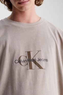 Calvin Klein Jeans Monologo Mineral Dye Brown T-Shirt -Fashion Men Shop 717961s3