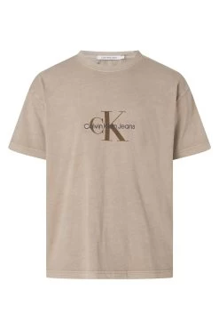 Calvin Klein Jeans Monologo Mineral Dye Brown T-Shirt -Fashion Men Shop 717961s4