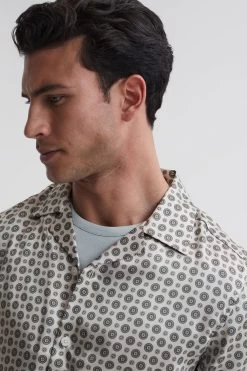 Reiss Pedro Printed Cuban Collar Shirt -Fashion Men Shop 752 422s4