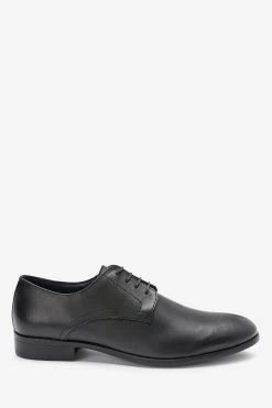 Next Black Round Toe Leather Derby Shoes