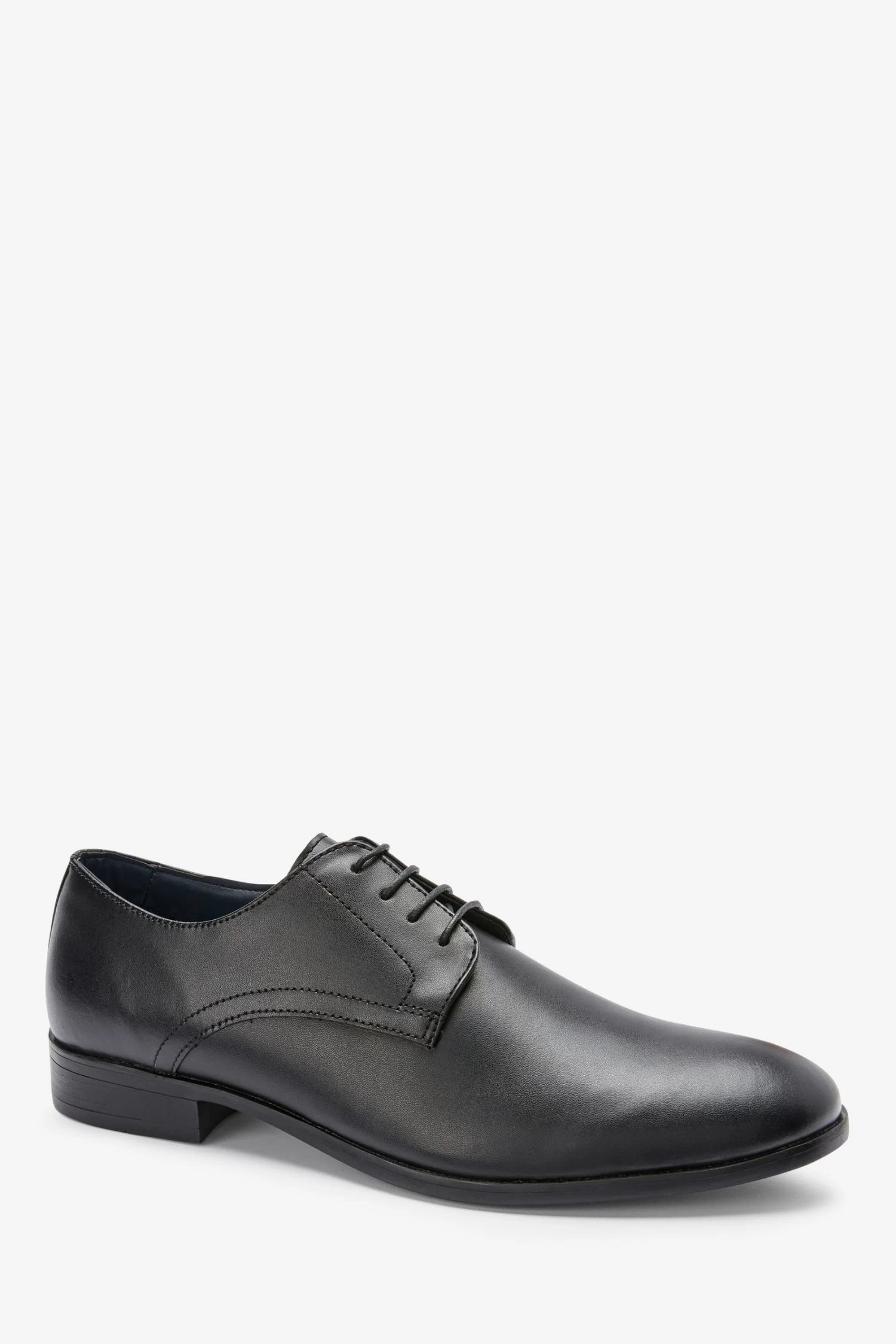 Next Black Round Toe Leather Derby Shoes 4 Next Black Round Toe Leather Derby Shoes - Image 2
