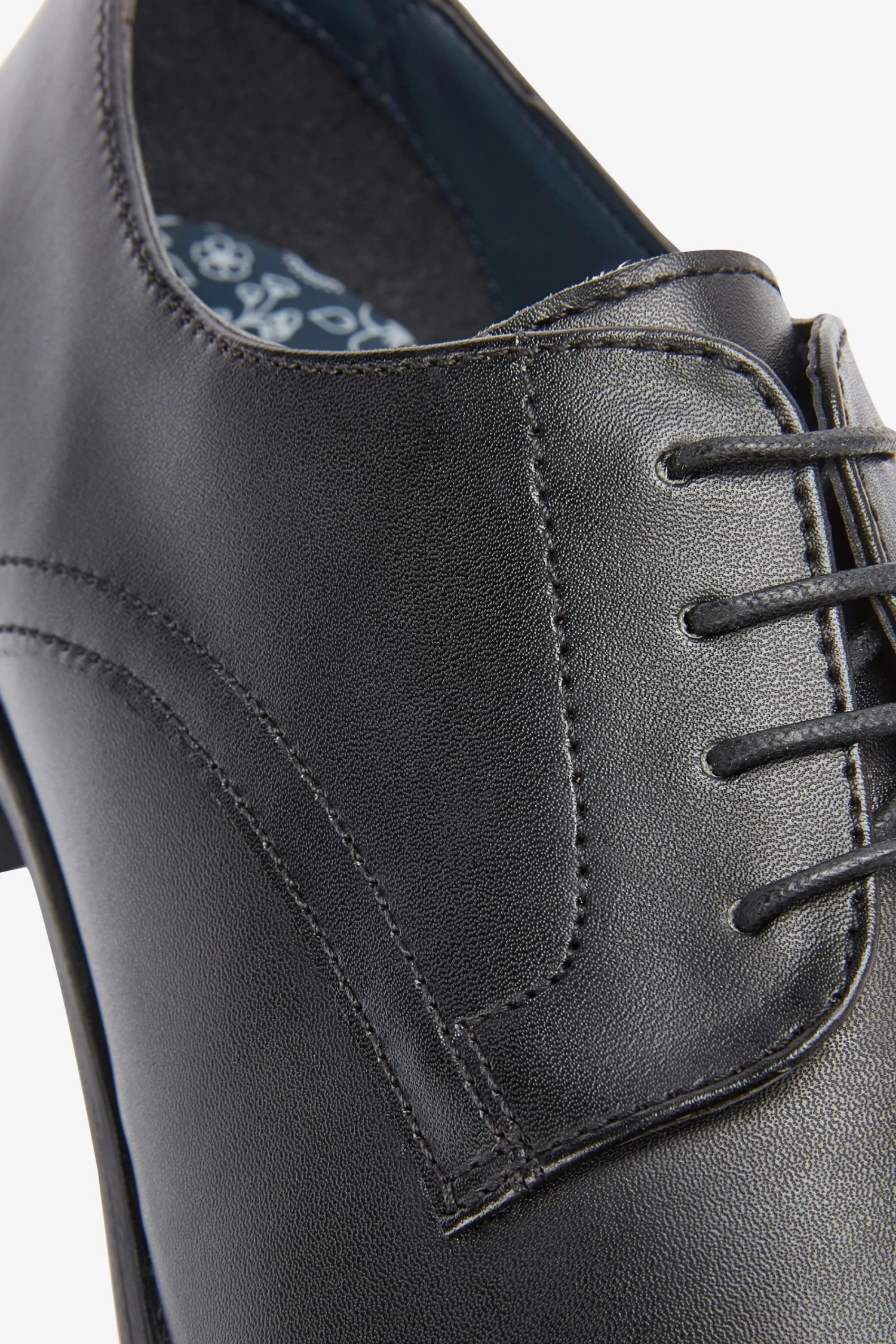 Next Black Round Toe Leather Derby Shoes 6 Next Black Round Toe Leather Derby Shoes - Image 4