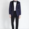 MOSS Blue Tailored Fit Navy Jaquard Tuxedo Jacket -Fashion Men Shop 784667s