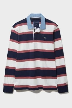 Crew Clothing Company White Stripe Cotton Classic Rugby Shirt -Fashion Men Shop 803190s4