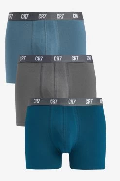 CR7 Mens Blue Cotton Trunks 3 Pack