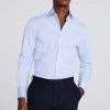 MOSS Slim Fit Sky Blue Double Cuff Stretch Shirt