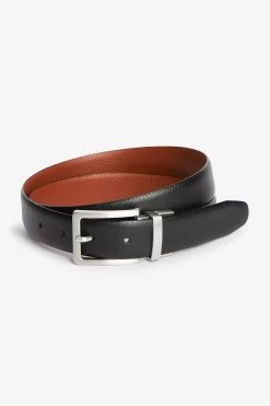 Next Black/Tan Brown Signature Italian Leather Grain Effect Belt -Fashion Men Shop 926529s5