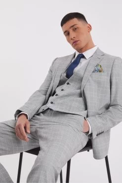 Jacamo Grey Jasper Check Suit Jacket -Fashion Men Shop 939 760s4